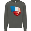 Curled France Flag French Day Football Kids Sweatshirt Jumper Storm Grey