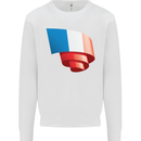 Curled France Flag French Day Football Kids Sweatshirt Jumper White