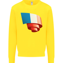 Curled France Flag French Day Football Kids Sweatshirt Jumper Yellow