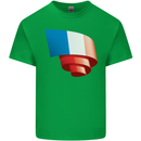 Curled France Flag French Day Football Kids T-Shirt Childrens Irish Green