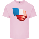 Curled France Flag French Day Football Kids T-Shirt Childrens Light Pink