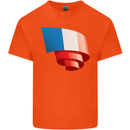 Curled France Flag French Day Football Kids T-Shirt Childrens Orange