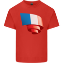 Curled France Flag French Day Football Kids T-Shirt Childrens Red