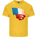 Curled France Flag French Day Football Kids T-Shirt Childrens Yellow