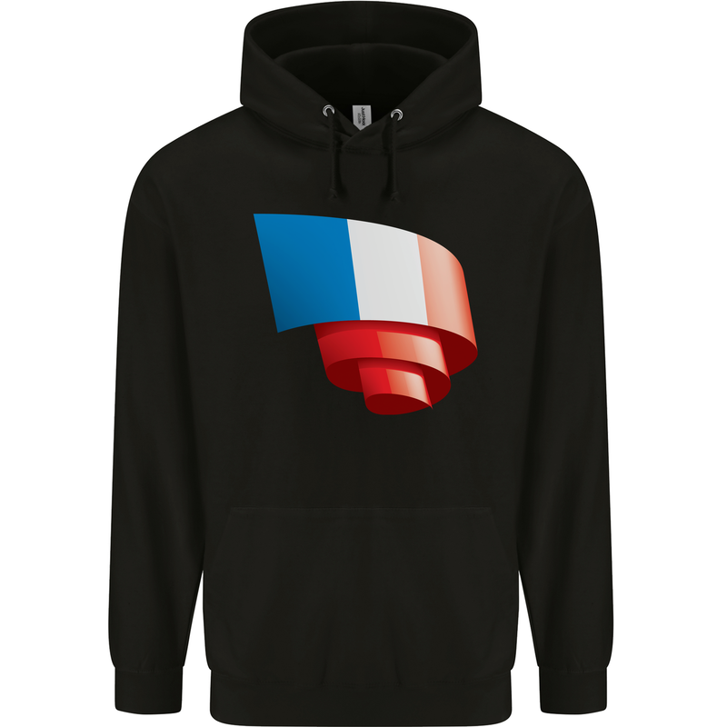 Curled France Flag French Day Football Mens 80% Cotton Hoodie Black