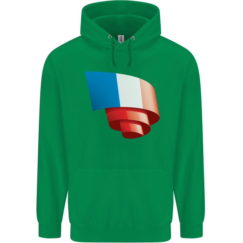Curled France Flag French Day Football Mens 80% Cotton Hoodie Irish Green