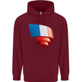 Curled France Flag French Day Football Mens 80% Cotton Hoodie Maroon