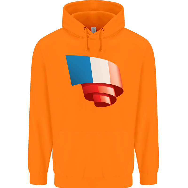 Curled France Flag French Day Football Mens 80% Cotton Hoodie Orange