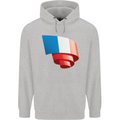 Curled France Flag French Day Football Mens 80% Cotton Hoodie Sports Grey