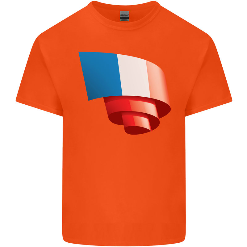 Curled France Flag French Day Football Mens Cotton T-Shirt Tee Top Orange
