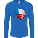 Curled France Flag French Day Football Mens Long Sleeve T-Shirt Royal Blue
