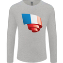 Curled France Flag French Day Football Mens Long Sleeve T-Shirt Sports Grey