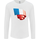 Curled France Flag French Day Football Mens Long Sleeve T-Shirt White