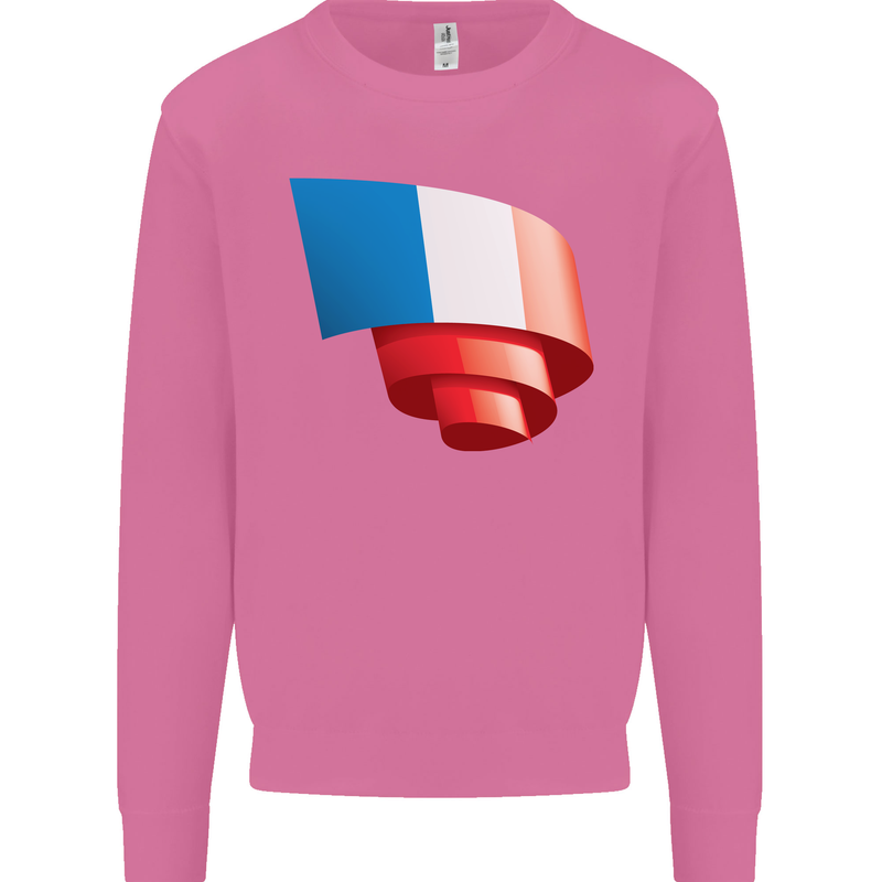 Curled France Flag French Day Football Mens Sweatshirt Jumper Azalea