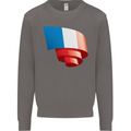 Curled France Flag French Day Football Mens Sweatshirt Jumper Charcoal