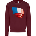 Curled France Flag French Day Football Mens Sweatshirt Jumper Maroon