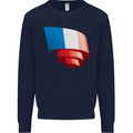 Curled France Flag French Day Football Mens Sweatshirt Jumper Navy Blue