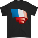 Curled France Flag French Day Football Mens T-Shirt 100% Cotton Black