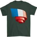 Curled France Flag French Day Football Mens T-Shirt 100% Cotton Forest Green