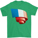 Curled France Flag French Day Football Mens T-Shirt 100% Cotton Irish Green
