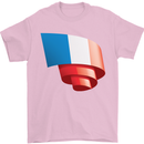 Curled France Flag French Day Football Mens T-Shirt 100% Cotton Light Pink