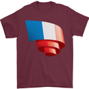 Curled France Flag French Day Football Mens T-Shirt 100% Cotton Maroon