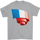Curled France Flag French Day Football Mens T-Shirt 100% Cotton Sports Grey