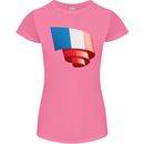 Curled France Flag French Day Football Womens Petite Cut T-Shirt Azalea
