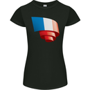 Curled France Flag French Day Football Womens Petite Cut T-Shirt Black