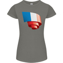 Curled France Flag French Day Football Womens Petite Cut T-Shirt Charcoal