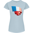 Curled France Flag French Day Football Womens Petite Cut T-Shirt Light Blue