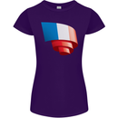 Curled France Flag French Day Football Womens Petite Cut T-Shirt Purple