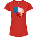 Curled France Flag French Day Football Womens Petite Cut T-Shirt Red