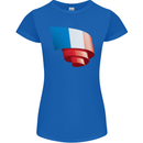 Curled France Flag French Day Football Womens Petite Cut T-Shirt Royal Blue