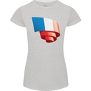 Curled France Flag French Day Football Womens Petite Cut T-Shirt Sports Grey