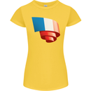 Curled France Flag French Day Football Womens Petite Cut T-Shirt Yellow
