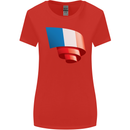 Curled France Flag French Day Football Womens Wider Cut T-Shirt Red