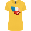 Curled France Flag French Day Football Womens Wider Cut T-Shirt Yellow