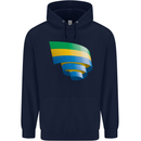 Curled Gabon Flag Gabonese Day Football Childrens Kids Hoodie Navy Blue