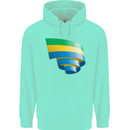 Curled Gabon Flag Gabonese Day Football Childrens Kids Hoodie Peppermint