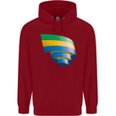 Curled Gabon Flag Gabonese Day Football Childrens Kids Hoodie Red