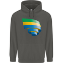 Curled Gabon Flag Gabonese Day Football Childrens Kids Hoodie Storm Grey