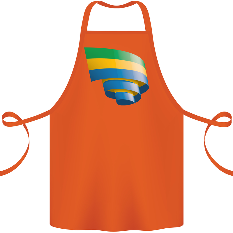 Curled Gabon Flag Gabonese Day Football Cotton Apron 100% Organic Orange
