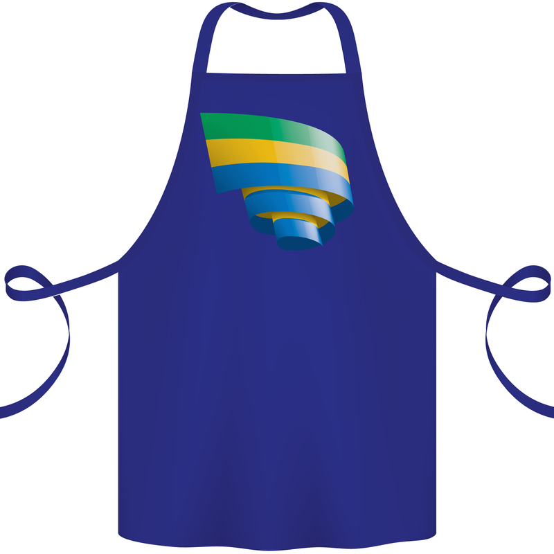 Curled Gabon Flag Gabonese Day Football Cotton Apron 100% Organic Royal Blue