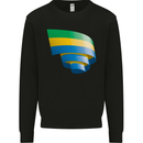 Curled Gabon Flag Gabonese Day Football Kids Sweatshirt Jumper Black