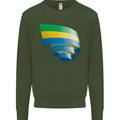 Curled Gabon Flag Gabonese Day Football Kids Sweatshirt Jumper Forest Green