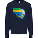Curled Gabon Flag Gabonese Day Football Kids Sweatshirt Jumper Navy Blue