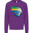 Curled Gabon Flag Gabonese Day Football Kids Sweatshirt Jumper Purple