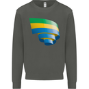 Curled Gabon Flag Gabonese Day Football Kids Sweatshirt Jumper Storm Grey