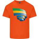 Curled Gabon Flag Gabonese Day Football Kids T-Shirt Childrens Orange